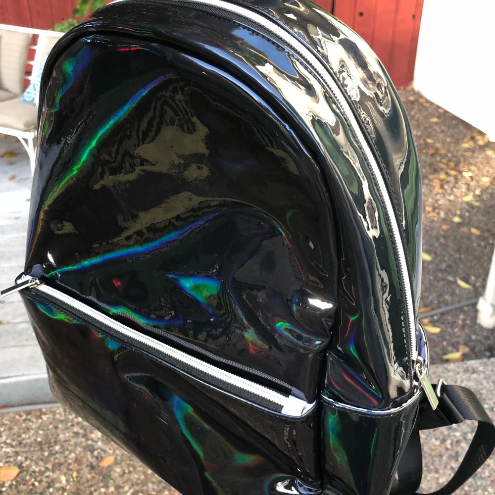 Holographic Black backpack NWOT